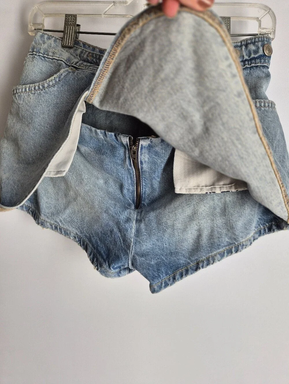We The Free People Maxine Denim Crossover Skort Light Wash Size 25 Festival Boho